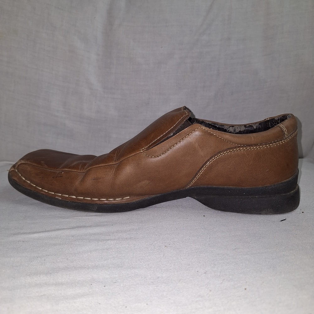 Kenneth Cole Reaction Shoes Loafers Men's 12M Slip-On Brown Leather Square Toe - Picture 7 of 13